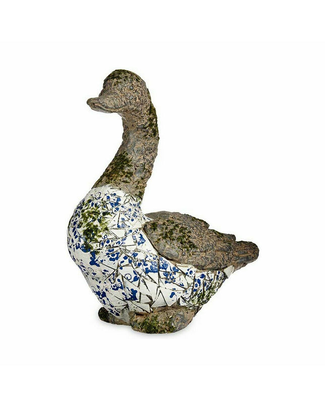 Pair of Ibergarden outdoor garden duck figures made of polyresin, 17x42x40 cm, decorative outdoor garden decoration.