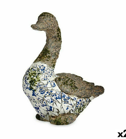 Two Ibergarden polyresin duck garden figures, outdoor decorative sculptures, measuring 17x42x40 cm each, for garden decor.