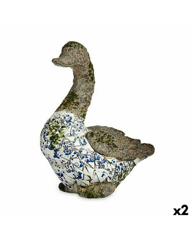 Two Ibergarden polyresin duck garden figures, outdoor decorative sculptures, measuring 17x42x40 cm each, for garden decor.