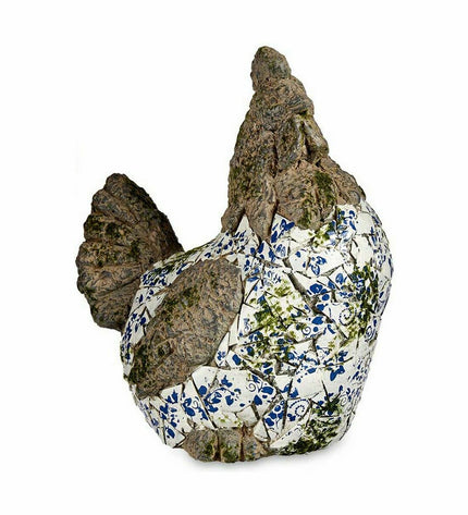 Pair of Ibergarden outdoor garden figures featuring decorative polyresin chickens, measuring 22.5 x 39 x 34 cm each.