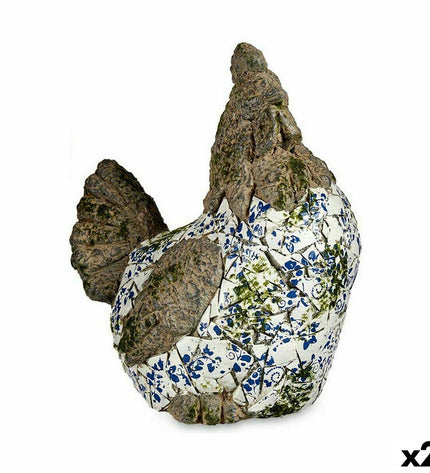 Two Ibergarden polyresin garden chicken figures, decorative outdoor garden ornaments, measuring 22.5 x 39 x 34 cm each.