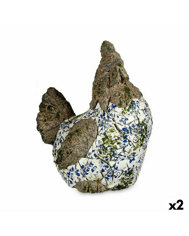 Two Ibergarden polyresin garden chicken figures, decorative outdoor garden ornaments, measuring 22.5 x 39 x 34 cm each.