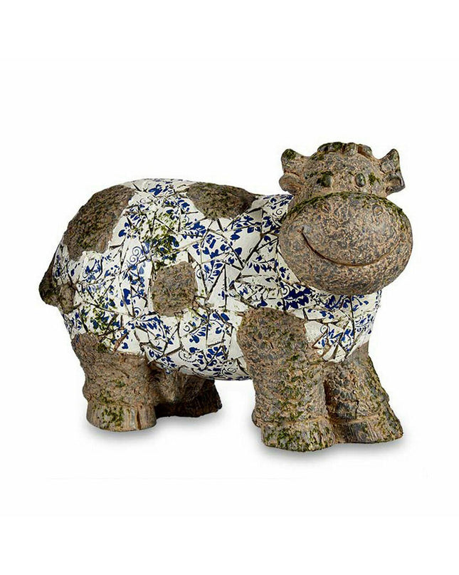 Two Ibergarden polyresin garden cow figures, decorative outdoor yard ornaments, measuring 18.5x33.5x46.5 cm.