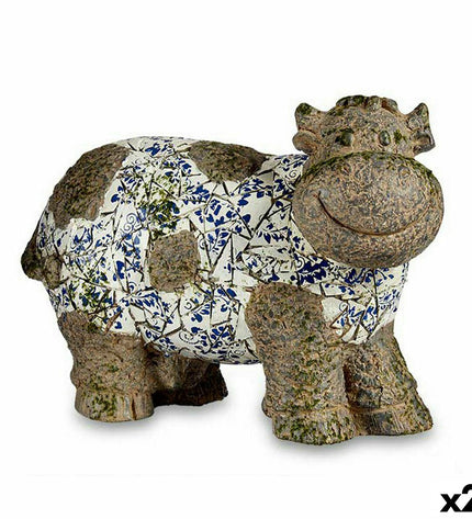 Two Ibergarden polyresin cow garden statues, outdoor decorative figures, measuring 18.5 x 33.5 x 46.5 cm, for garden decor.