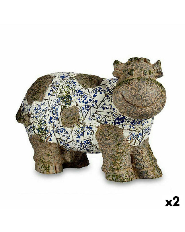 Two Ibergarden polyresin cow garden statues, outdoor decorative figures, measuring 18.5 x 33.5 x 46.5 cm, for garden decor.