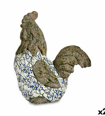 Two Ibergarden polyresin garden rooster figures, decorative outdoor garden decor, measuring 22.5 x 46 x 41.5 cm each.