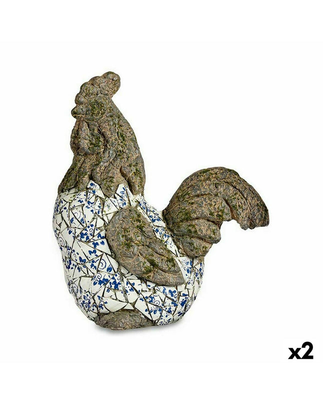 Two Ibergarden polyresin garden rooster figures, decorative outdoor garden decor, measuring 22.5 x 46 x 41.5 cm each.