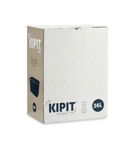 Set of 12 black and cream plastic Kipit laundry baskets, 36L capacity, 36x25.5x52.5 cm for household laundry organization.