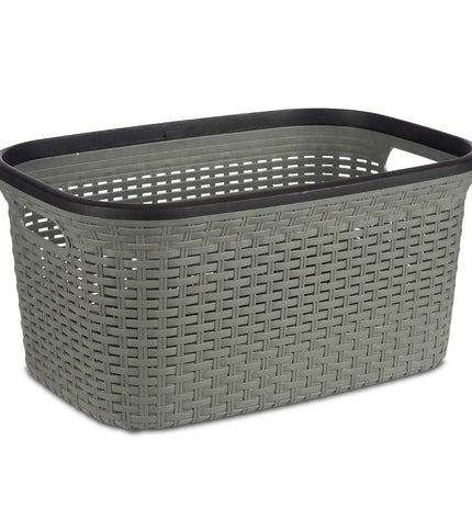 Set of 12 Kipit plastic laundry baskets in black and gray, 36L, 36x25.5x53 cm, for home organization and laundry storage.
