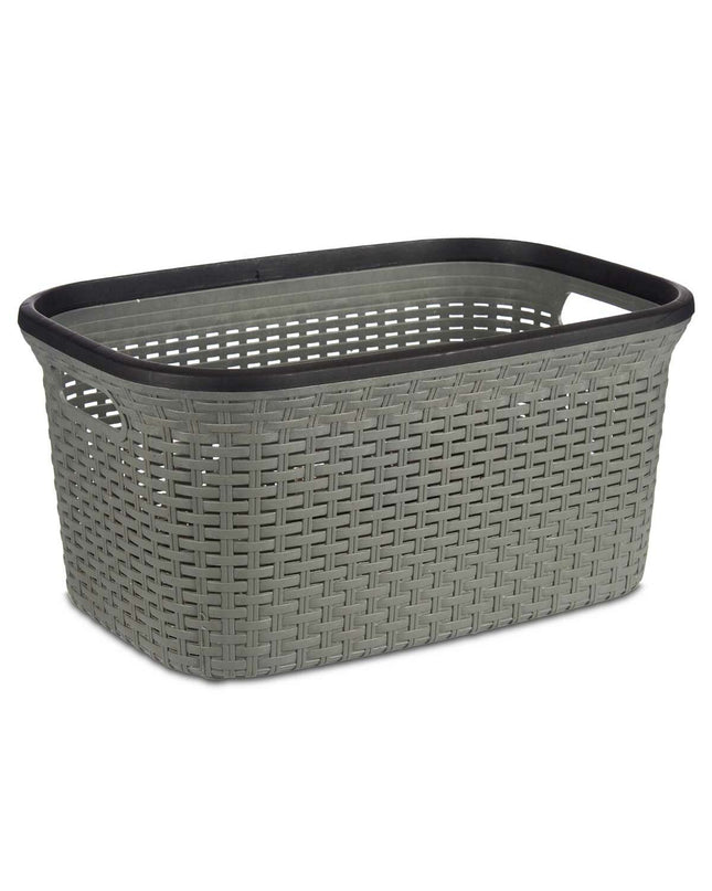 Set of 12 Kipit plastic laundry baskets in black and gray, 36L, 36x25.5x53 cm, for home organization and laundry storage.