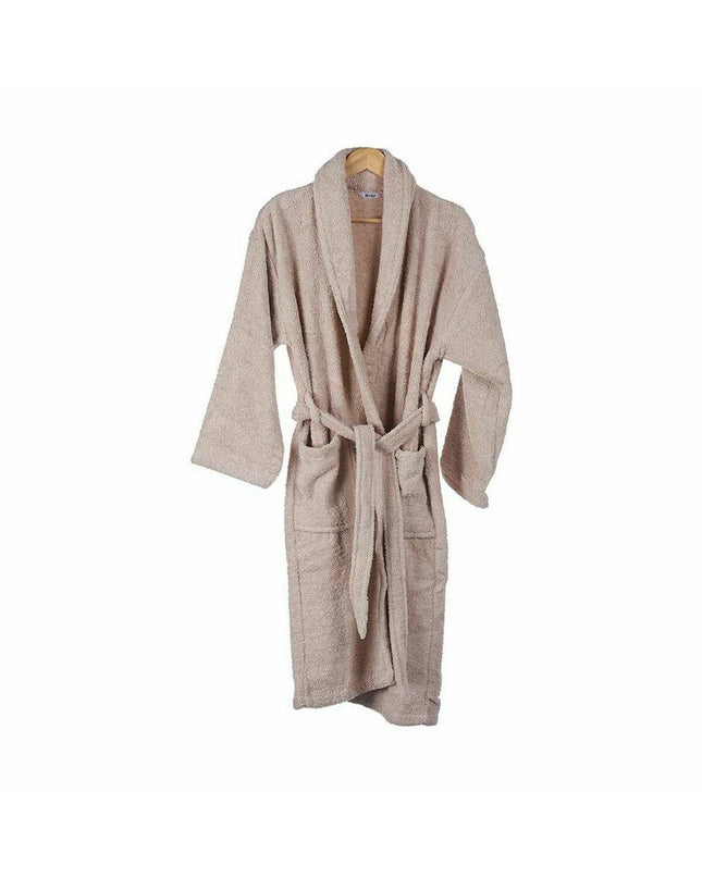 Set of six beige Berilo Kamerjas for home and bathing, made of soft fabric, designed for comfort and practicality.