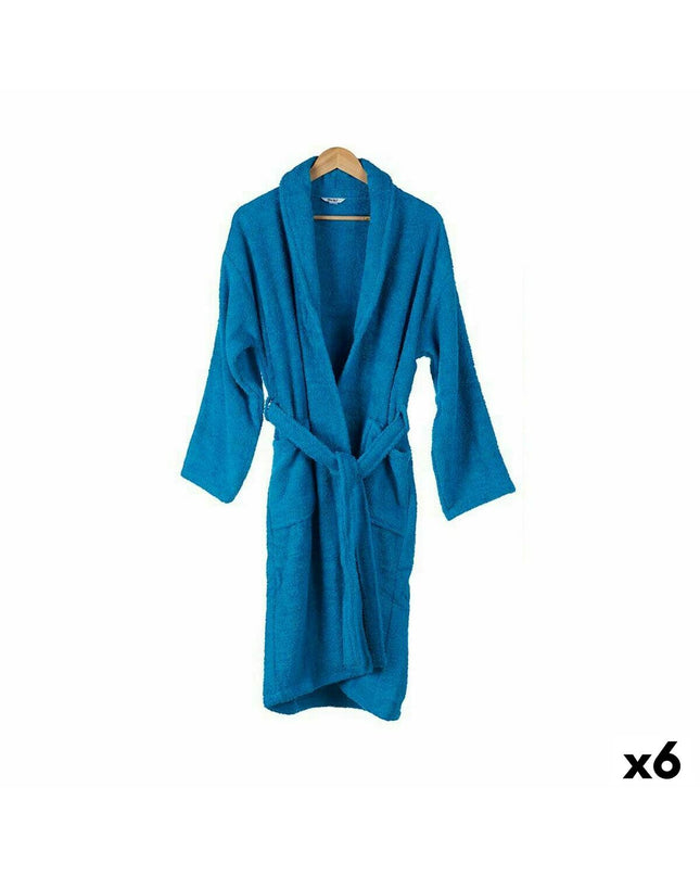 Set of six blue Berilo bath and house linen pajamas in size M/L, shown folded with soft fabric texture.