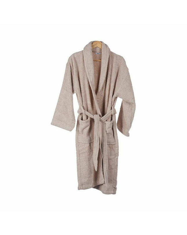 Set of six beige Berilo bath robes in size L/XL, featuring soft, comfortable fabric for home and bathing use.