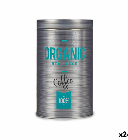 Kinvara metalen blik voor koffie, grijs, 10,4 x 18,2 x 10,4 cm, 24 stuks, geschikt voor huis en koken, thee en koffie opslag