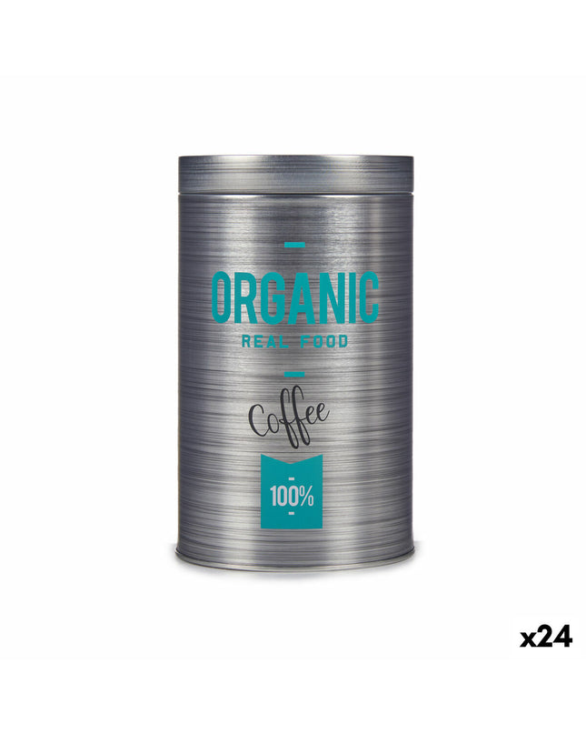 Kinvara metalen blik voor koffie, grijs, 10,4 x 18,2 x 10,4 cm, 24 stuks, geschikt voor huis en koken, thee en koffie opslag