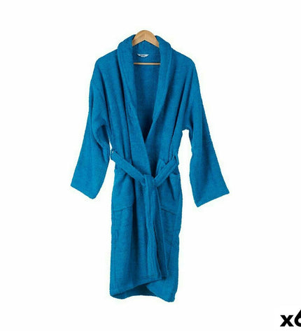 Set of six blue Berilo bath robes in size L/XL, soft and comfortable for home and relaxation.
