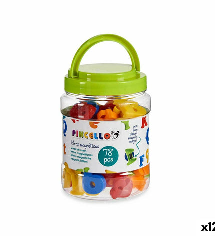Multicolour plastic letter magnets by Pincello, suitable for educational play and learning activities.