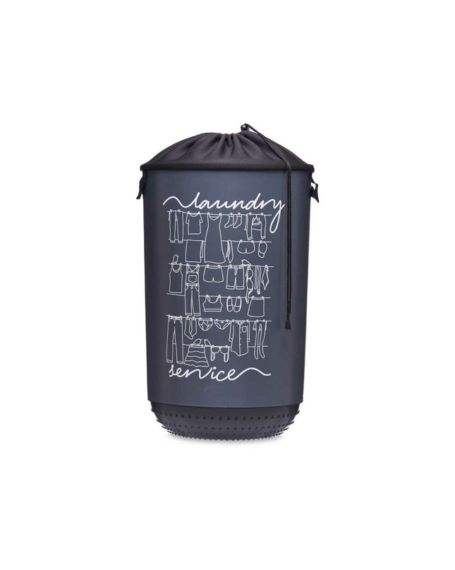 Four dark blue Kipit laundry baskets made of plastic fabric, 40 L capacity, measuring 34 x 52.5 x 34 cm for laundry organization.