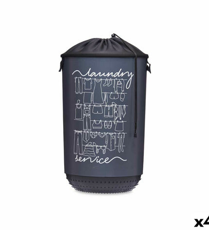 Set of four dark blue Kipit laundry baskets made of fabric and plastic, each measuring 34x52.5x34 cm, for household storage and organization.
