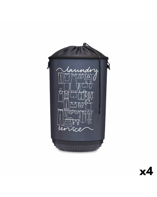 Set of four dark blue Kipit laundry baskets made of fabric and plastic, each measuring 34x52.5x34 cm, for household storage and organization.