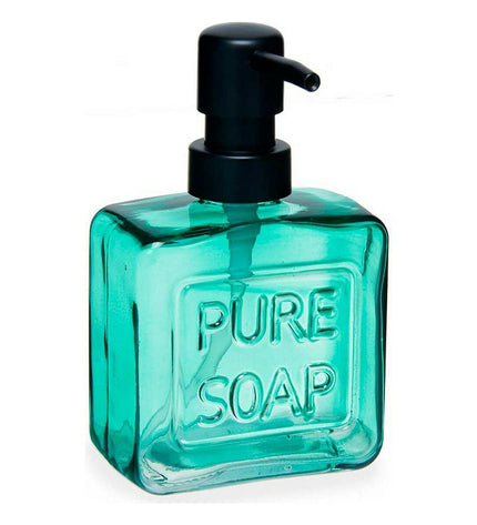 Set of 12 Berilo Pure soap dispensers in green crystal plastic, 250 ml, for bathroom and kitchen use, dimensions 9x15x5 cm.