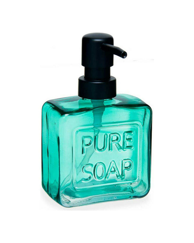 Set of 12 Berilo Pure soap dispensers in green crystal plastic, 250 ml, for bathroom and kitchen use, dimensions 9x15x5 cm.