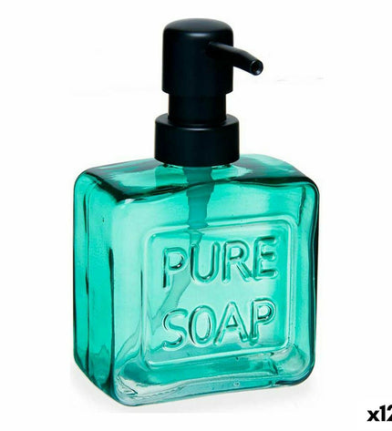 Set of 12 Berilo Pure soap dispensers in green crystal plastic, 250 ml, suitable for home, kitchen, and bathroom use.