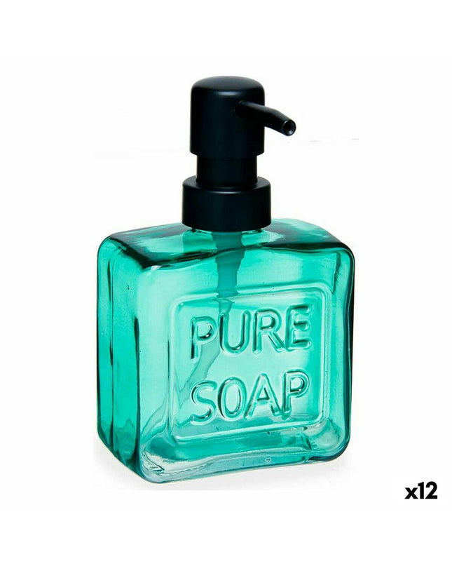 Set of 12 Berilo Pure soap dispensers in green crystal plastic, 250 ml, suitable for home, kitchen, and bathroom use.