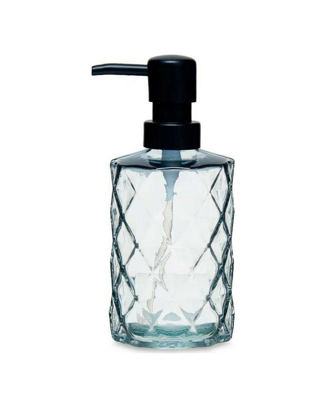 Set of 12 Berilo black crystal plastic soap dispensers, 360 ml and 410 ml, with diamond design, perfect for bathroom and kitchen.