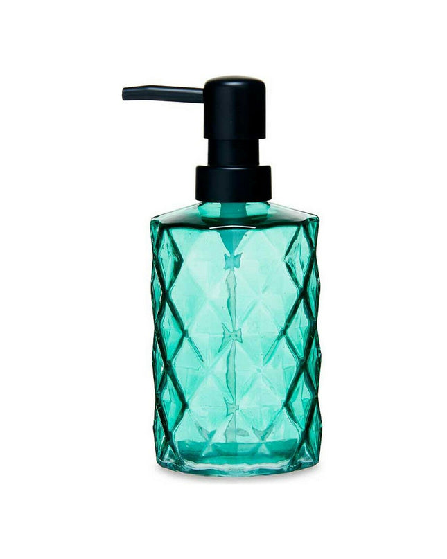 Set of 12 Berilo green crystal plastic soap dispensers with diamond design, 360 ml and 410 ml, for bathroom and kitchen use