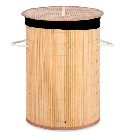 Set of four Kipit black cotton and bamboo laundry baskets with metal handles, 48L capacity, 37x50x37 cm for home organization.