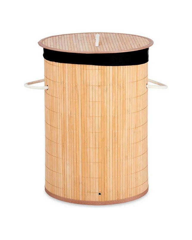 Set of four Kipit black cotton and bamboo laundry baskets with metal handles, 48L capacity, 37x50x37 cm for home organization.