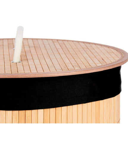 Set of four Kipit black cotton and bamboo laundry baskets with metal and MDF frames, 48L capacity, size 37x50x37 cm.