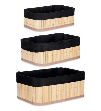 Berilo polyester and bamboo bathroom organizers set, 31x12x21 cm, for house and kitchen storage, made from viscose and cotton.