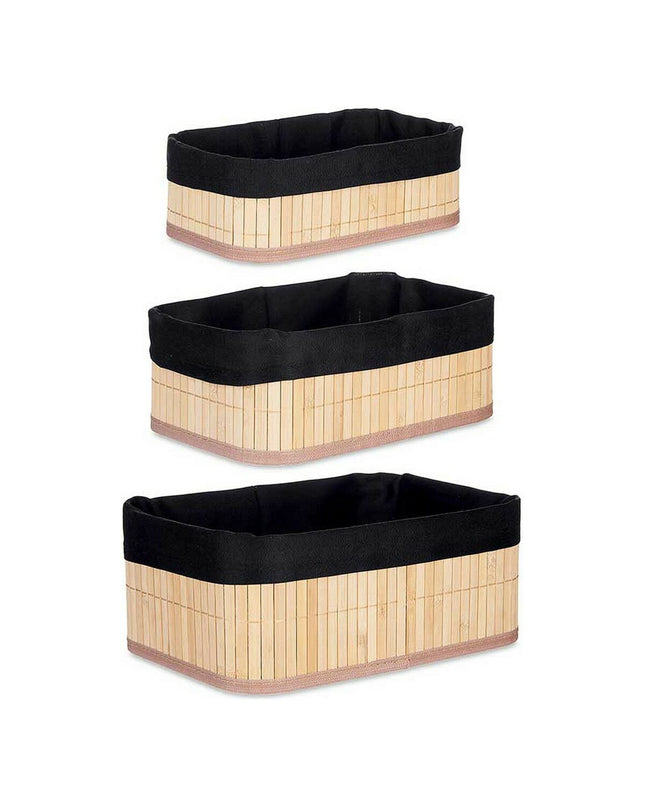 Berilo polyester and bamboo bathroom organizers set, 31x12x21 cm, for house and kitchen storage, made from viscose and cotton.