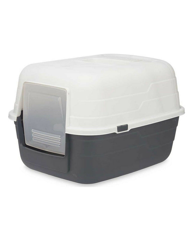 Set of 12 Mascow gray plastic cat litter boxes, 48x32x38 cm, suitable for indoor use and easy to clean.