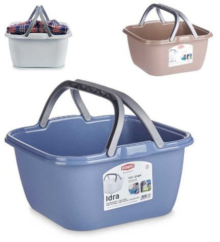 Set of 48 Stefanplast plastic laundry baskets, 13L capacity, with handles, measuring 36 x 18 x 34.5 cm and 36 x 18 x 36.5 cm, for storage.