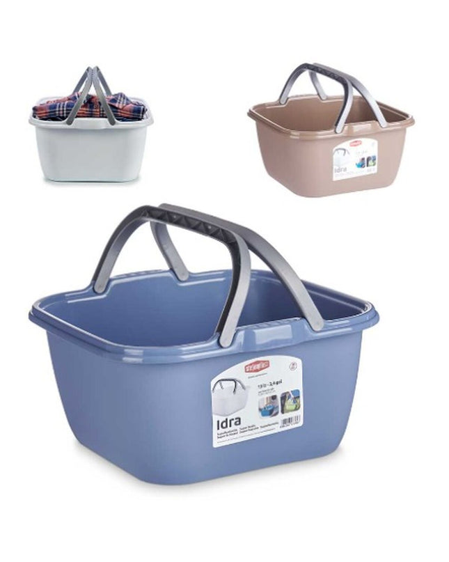 Set of 48 Stefanplast plastic laundry baskets, 13L capacity, with handles, measuring 36 x 18 x 34.5 cm and 36 x 18 x 36.5 cm, for storage.