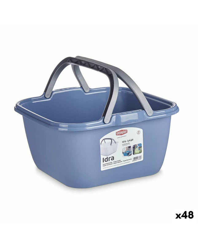 Stefanplast 13L plastic laundry basket with handles, 36x18x34.5cm, set of 48, for home organization and storage.