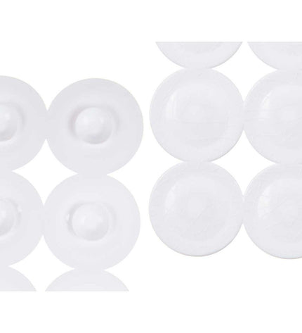 Berilo antislip douchemat in wit PVC, 6-pack, textured surface for safety, measuring 6x38x6 cm and 68x36x1 cm.