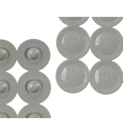 Berilo grijze antislipmat voor douche, PVC, 6 stuks, 6x38x6 cm en 68x36x1 cm, veilig badmat voor huis en koken.