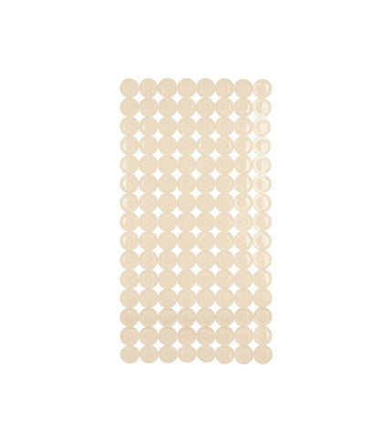 Set of six beige Berilo PVC antislip mats for shower floors, 6 x 36 cm with textured surface for safety in the bathroom.