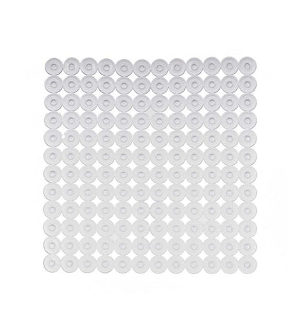 Set of six transparent PVC anti-slip mats for bathroom showers, 54x54 cm, by Berilo, ideal for safe shower flooring.