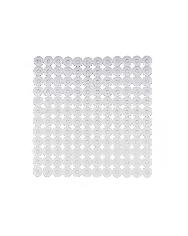Set of six transparent PVC anti-slip mats for bathroom showers, 54x54 cm, by Berilo, ideal for safe shower flooring.
