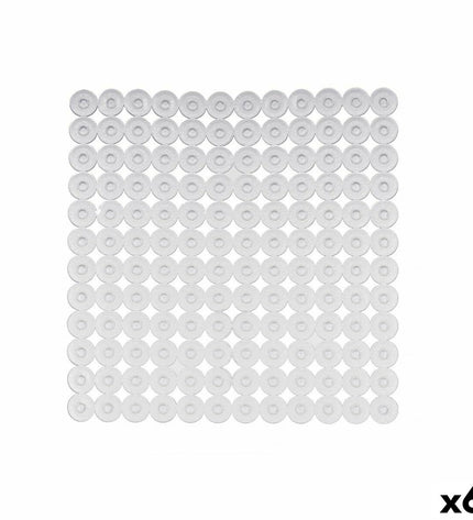 Set of six transparent PVC antislip mats for shower use by Berilo, 54x54 cm, durable and non-slip for safe bathing.