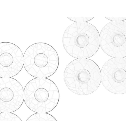 Set of six transparent Berilo PVC anti-slip mats for shower bases, 54x54 cm, ideal for bathroom safety and grip.