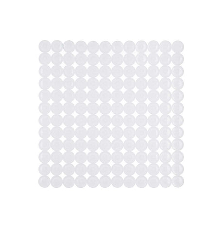Set of six Berilo white PVC antislip shower mats with textured surfaces, measuring 68 x 36 cm, for safe bathroom use