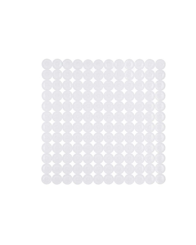 Set of six Berilo white PVC antislip shower mats with textured surfaces, measuring 68 x 36 cm, for safe bathroom use