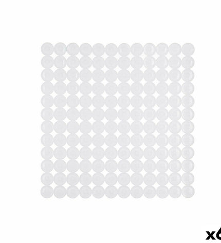 Set of six Berilo white PVC antislip shower mats with textured surface, measuring 68 x 36 cm for safe bathroom use.