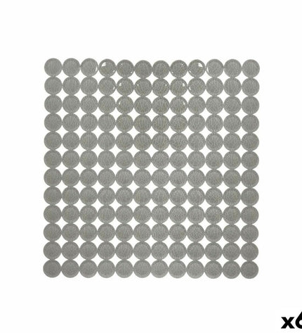 Berilo grijze antislipdouchemat in PVC, 54x54 cm, set of 6, with textured surface for safe shower footing.